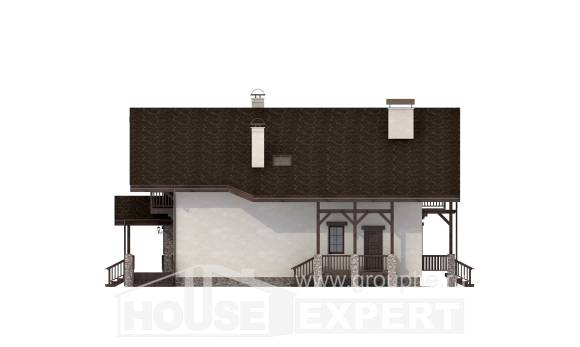 250-003-П Проект двухэтажного дома мансардой, уютный коттедж из поризованных блоков, House Expert