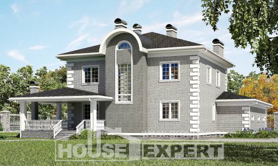 245-004-Л Проект двухэтажного дома, гараж, просторный коттедж из кирпича, House Expert