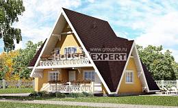 155-008-П Проект двухэтажного дома с мансардой, доступный коттедж из бревен, House Expert