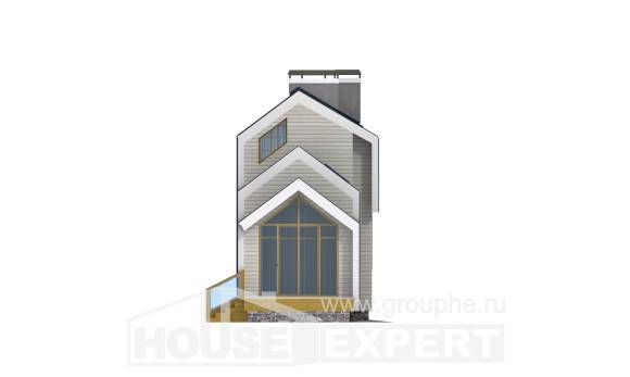 060-006-П Проект двухэтажного дома с мансардой, эконом домик из поризованных блоков, House Expert