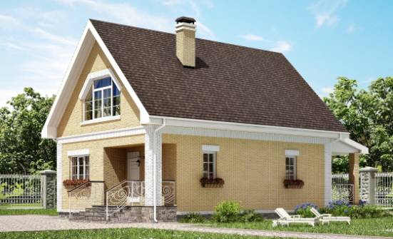 130-004-П Проект двухэтажного дома с мансардой, недорогой коттедж из пеноблока, House Expert