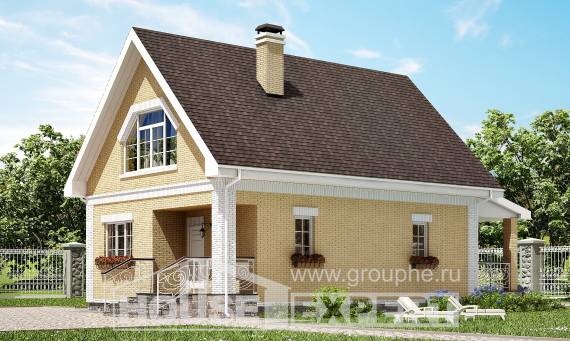 130-004-П Проект двухэтажного дома с мансардой, экономичный коттедж из газосиликатных блоков, House Expert