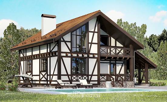 155-002-П Проект двухэтажного дома с мансардным этажом и гаражом, классический загородный дом из арболита, House Expert