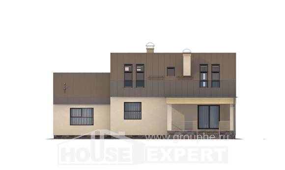 150-015-Л Проект двухэтажного дома с мансардой и гаражом, современный загородный дом из твинблока, House Expert