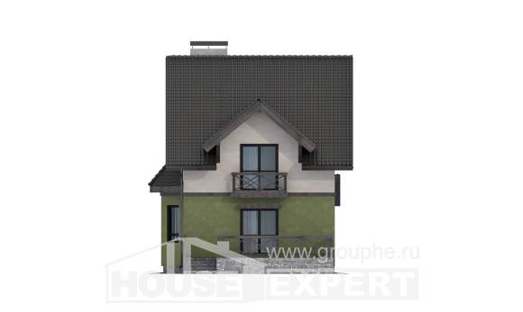 120-003-П Проект двухэтажного дома мансардой, простой домик из керамзитобетонных блоков, House Expert