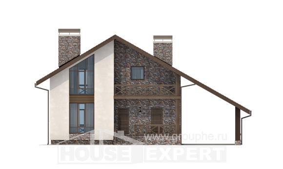155-007-П Проект двухэтажного дома с мансардным этажом, гараж, классический коттедж из теплоблока, House Expert