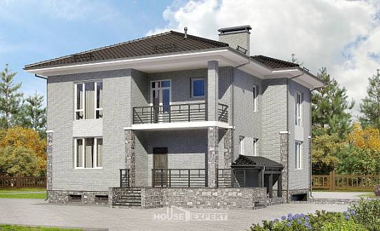 275-004-П Проект трехэтажного дома и гаражом, красивый дом из кирпича | Проекты домов от House Expert