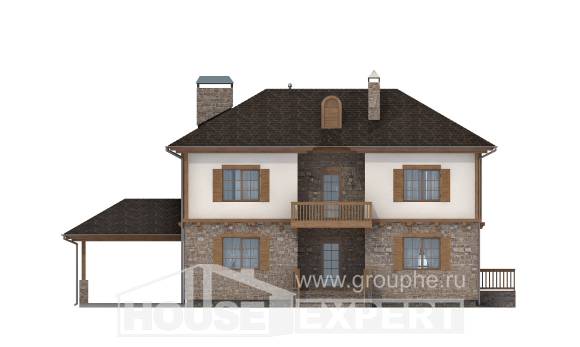 155-006-Л Проект двухэтажного дома, гараж, экономичный загородный дом из газобетона, House Expert