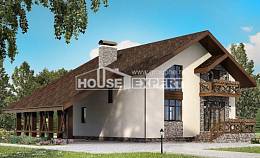 155-007-П Проект двухэтажного дома с мансардным этажом, гараж, современный домик из поризованных блоков, House Expert