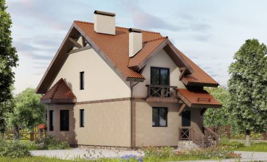 120-003-Л Проект двухэтажного дома мансардой, красивый коттедж из газобетона | Проекты домов от House Expert