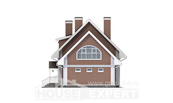 185-003-П Проект двухэтажного дома с мансардой и гаражом, классический дом из газобетона, House Expert