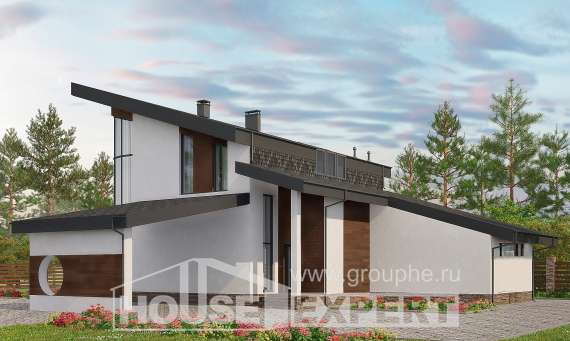 230-001-П Проект двухэтажного дома с мансардным этажом, уютный загородный дом из кирпича, House Expert