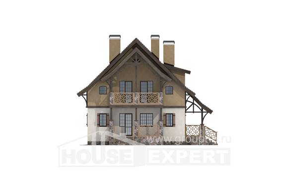 180-014-Л Проект двухэтажного дома с мансардой, компактный коттедж из керамзитобетонных блоков, House Expert
