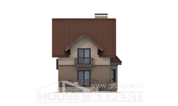 120-003-Л Проект двухэтажного дома мансардный этаж, экономичный домик из газосиликатных блоков, House Expert
