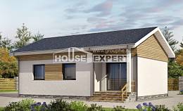 080-004-П Проект одноэтажного дома, маленький домик из пеноблока, House Expert