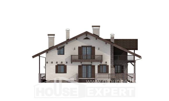 250-003-П Проект двухэтажного дома с мансардой, просторный коттедж из твинблока, House Expert