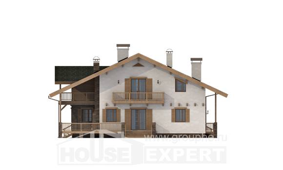 250-003-Л Проект двухэтажного дома мансардой, красивый коттедж из керамзитобетонных блоков, House Expert