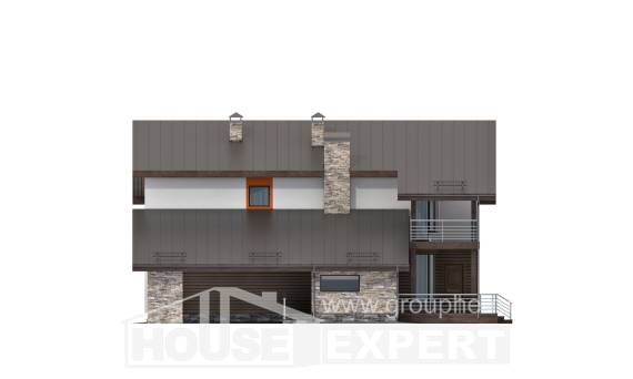 200-010-П Проект двухэтажного дома с мансардой и гаражом, современный дом из поризованных блоков, House Expert