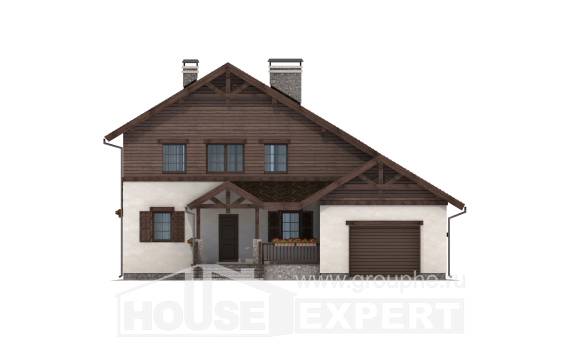 200-003-П Проект двухэтажного дома, гараж, современный коттедж из теплоблока, House Expert