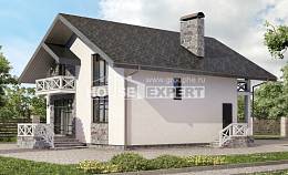 155-001-Л Проект двухэтажного дома с мансардой и гаражом, компактный коттедж из бризолита, House Expert