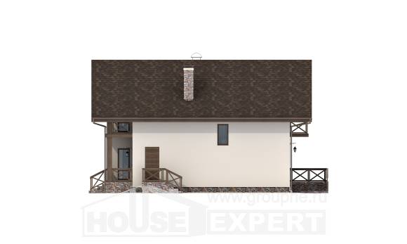 155-001-П Проект двухэтажного дома с мансардным этажом, гараж, компактный дом из арболита, House Expert