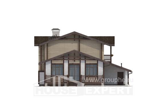 190-004-П Проект двухэтажного дома с мансардой, гараж, красивый загородный дом из арболита из бревен, House Expert