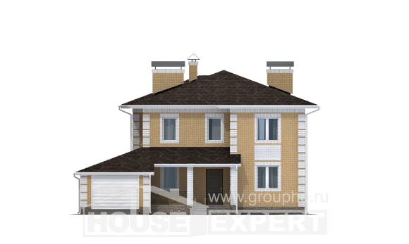 220-006-Л Проект двухэтажного дома, гараж, уютный загородный дом из арболита, House Expert
