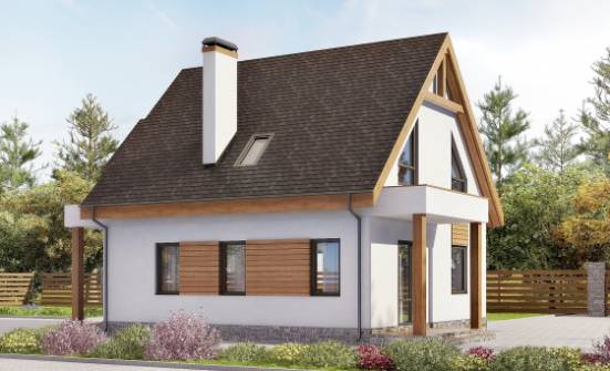120-005-П Проект двухэтажного дома с мансардой и гаражом, красивый домик из бризолита | Проекты домов от House Expert