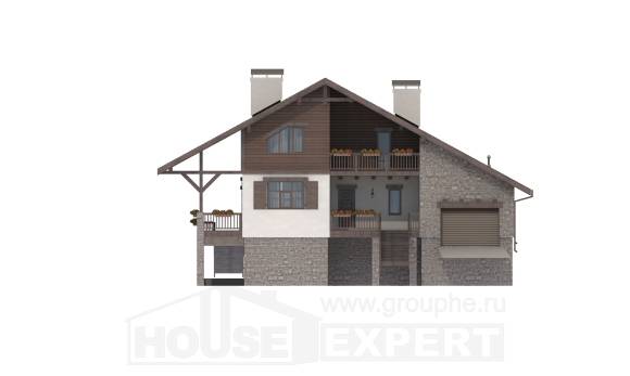 300-003-П Проект трехэтажного дома с мансардным этажом и гаражом, классический коттедж из кирпича, House Expert