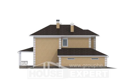 220-006-Л Проект двухэтажного дома и гаражом, просторный дом из газосиликатных блоков, House Expert