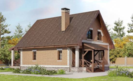 160-011-Л Проект двухэтажного дома мансардой, уютный дом из пеноблока, House Expert