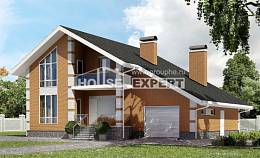 190-006-П Проект двухэтажного дома мансардный этаж и гаражом, просторный загородный дом из теплоблока, House Expert