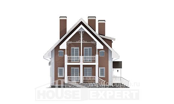 185-003-П Проект двухэтажного дома мансардный этаж, гараж, просторный дом из блока, House Expert