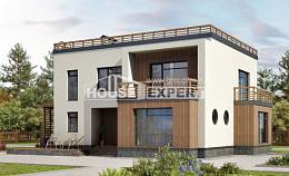 215-002-Л Проект двухэтажного дома, простой коттедж из керамзитобетонных блоков, House Expert