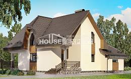 150-001-Л Проект двухэтажного дома с мансардным этажом и гаражом, уютный домик из керамзитобетонных блоков, House Expert
