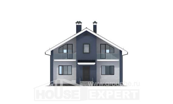 150-005-П Проект двухэтажного дома мансардный этаж, компактный домик из твинблока, House Expert