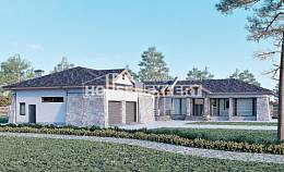280-004-Л Проект одноэтажного дома, гараж, огромный домик из газобетона, House Expert
