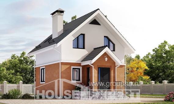 070-001-Л Проект двухэтажного дома мансардный этаж, простой домик из теплоблока, House Expert