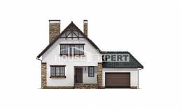 160-005-П Проект двухэтажного дома мансардой и гаражом, компактный загородный дом из теплоблока, House Expert