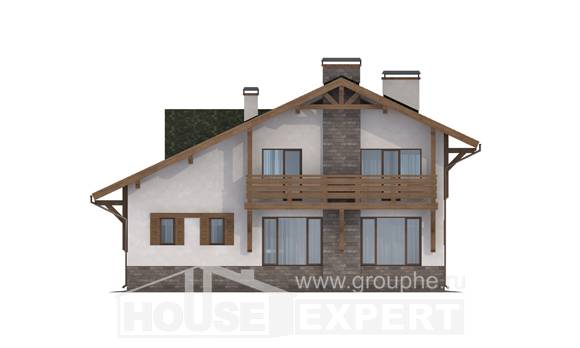190-007-П Проект двухэтажного дома с мансардой и гаражом, красивый дом из кирпича, House Expert