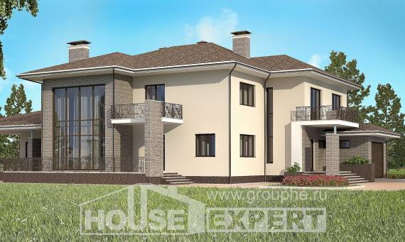 500-001-П Проект трехэтажного дома и гаражом, современный загородный дом из кирпича, House Expert