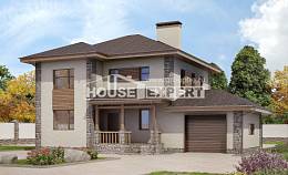 185-004-П Проект двухэтажного дома и гаражом, современный дом из газобетона, House Expert