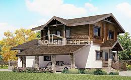 170-004-Л Проект двухэтажного дома с мансардным этажом, гараж, скромный домик из твинблока из бревен, House Expert