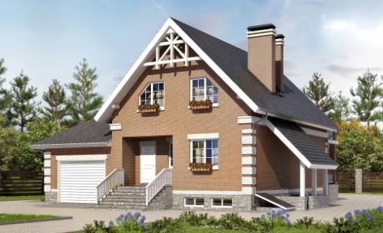 200-009-Л Проект трехэтажного дома мансардой, гараж, современный домик из поризованных блоков, House Expert