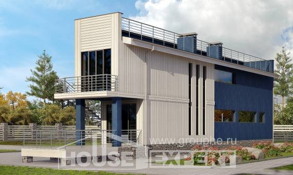 100-003-П Проект двухэтажного дома, скромный коттедж из газосиликатных блоков, House Expert