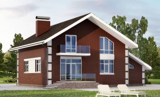 180-001-Л Проект двухэтажного дома мансардой и гаражом, красивый домик из керамзитобетонных блоков, House Expert