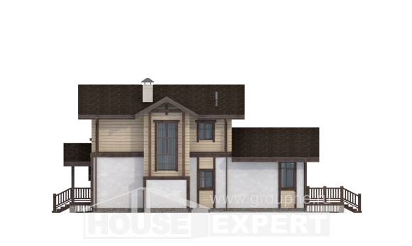 190-004-П Проект двухэтажного дома с мансардным этажом и гаражом, просторный загородный дом из керамзитобетонных блоков из дерева, House Expert