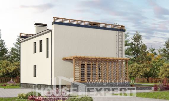 215-002-Л Проект двухэтажного дома, современный коттедж из теплоблока, House Expert