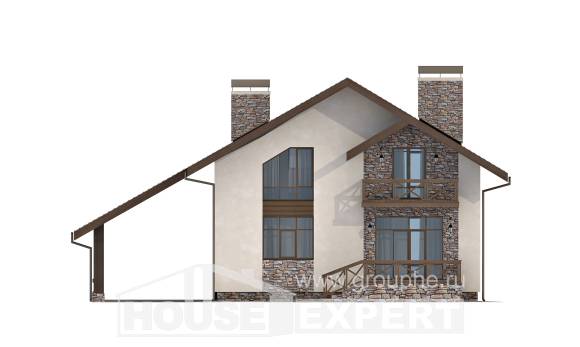 155-007-П Проект двухэтажного дома мансардный этаж, гараж, небольшой загородный дом из бризолита, House Expert