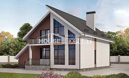 200-007-П Проект двухэтажного дома мансардой, гараж, красивый домик из пеноблока, House Expert